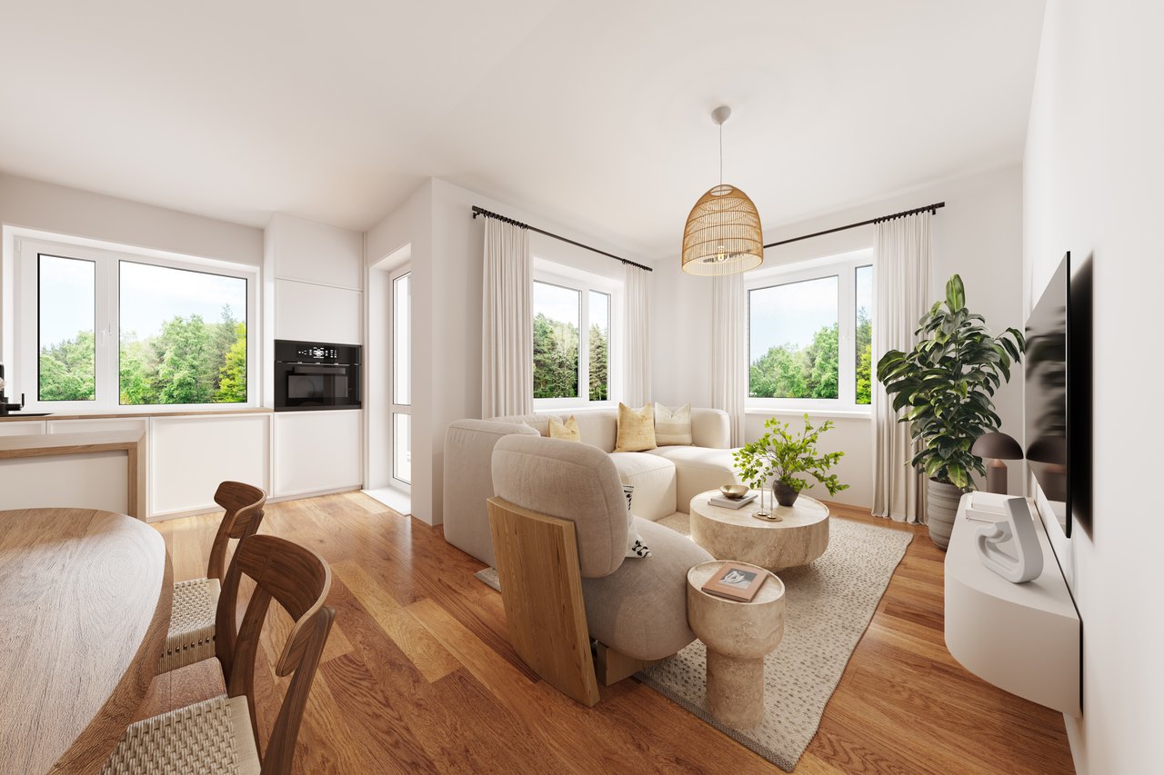 Helles, modernes Wohnzimmer in einem OLYMP-Neubau